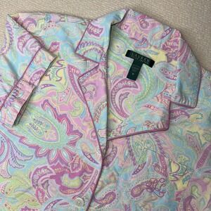 VTG Lauren Ralph Lauren Pajama Top Only Womens Medium Colorful Paisley Sleepwear
